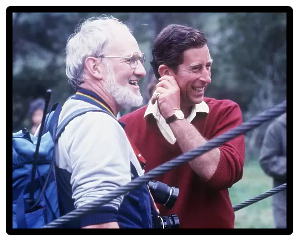 Prince Charles after walking tightrope at Glen Coe and River Nevis Scotland August 1987
