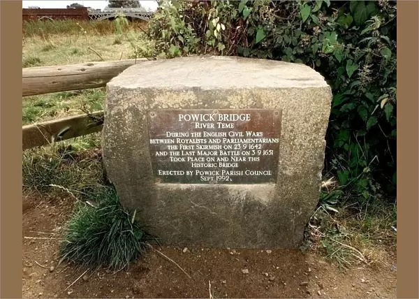 A plaque commemorates the English Civil Wars in Powick, Worcestershire