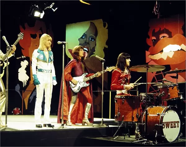 Sweet - Pop Group seen here in rehearsals at the Coventry studios of Top of