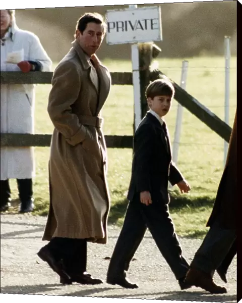 Prince Charles the Prince of Wales with his son Prince William at Sandringham