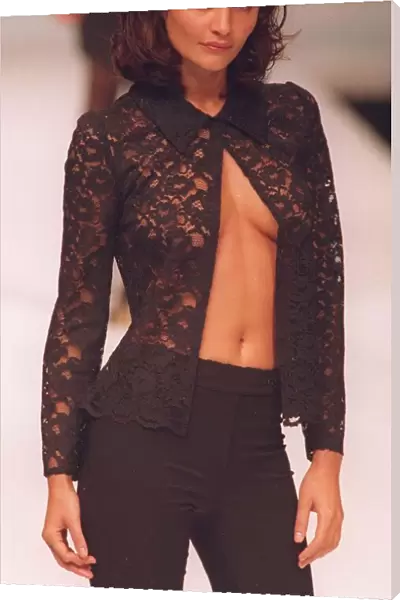 Helena Christensen Supermodel models Blumarine in Milan March 1996