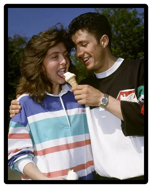 John Collins feeds ice cream cone to Susan Allan May 1990