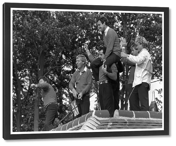 Ryder Cup celebrations September 1985 Captain Tony Jacklin on the shoulders of