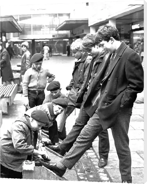 Boys from the Coventry (Whitmore Park) 41st Scouts shoe-shining in Shelton Square