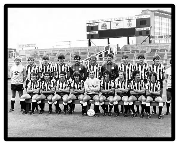 The 1983 - 1984 Newcastle United Team Group Squad photo featuring manager Arthur Cox