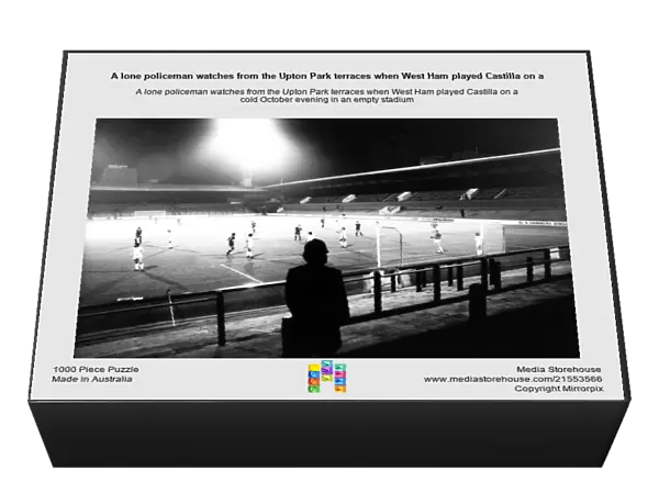 A lone policeman watches from the Upton Park terraces when West Ham played Castilla on a