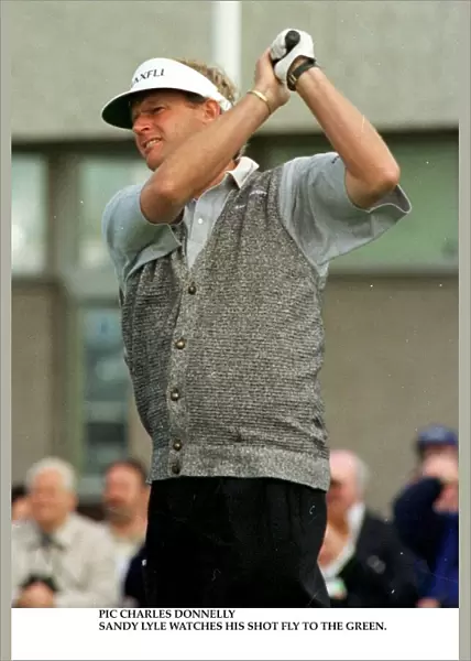 Sandy Lyle golfer hits a shot to the green on the final day of the 1996 Scottish Open