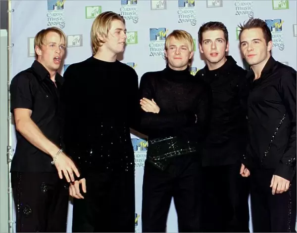 MTV Music awards in Ireland November 1999 Irish pop group Westlife pose for a