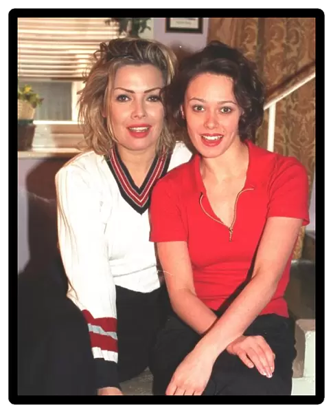 Gail Easdale Scots actress wearing red top with singer Kim Wilde wearing white cricket