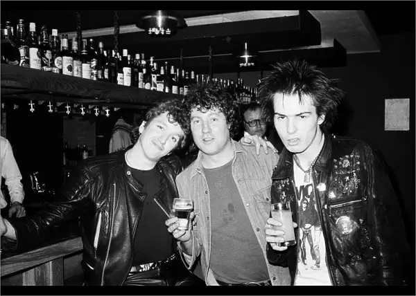 The Sex Pistols in Eindhoven, Holland. Steve Jones and Sid Vicious with a local