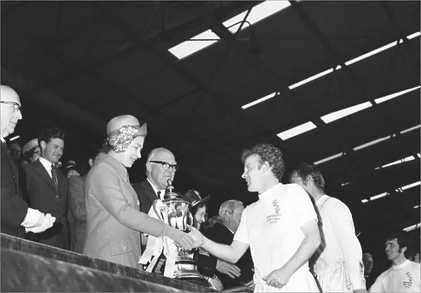 Billy Bremner Leeds United captain being presented with the F. A