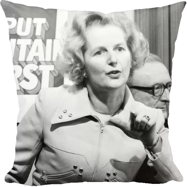 Conservative politician Margaret Thatcher at an Election Press Conference