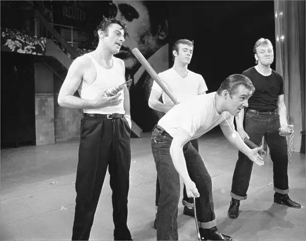 Members of the cast of Grease seen here on stage during a dress rehearsal at the Coventry