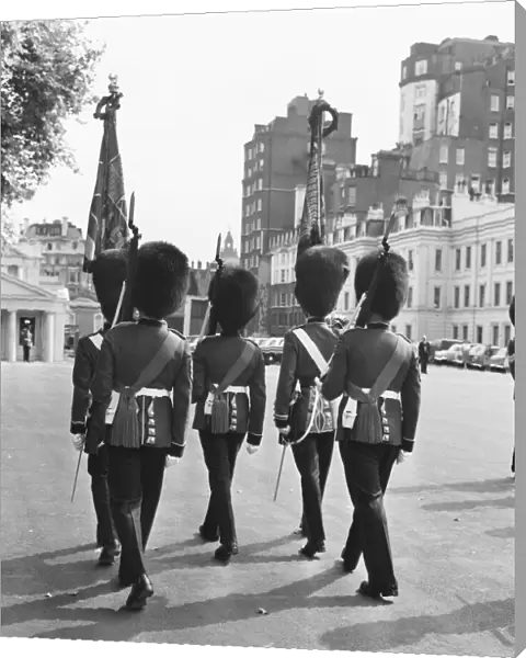The Coldstream guards seen here parading the regimental colours