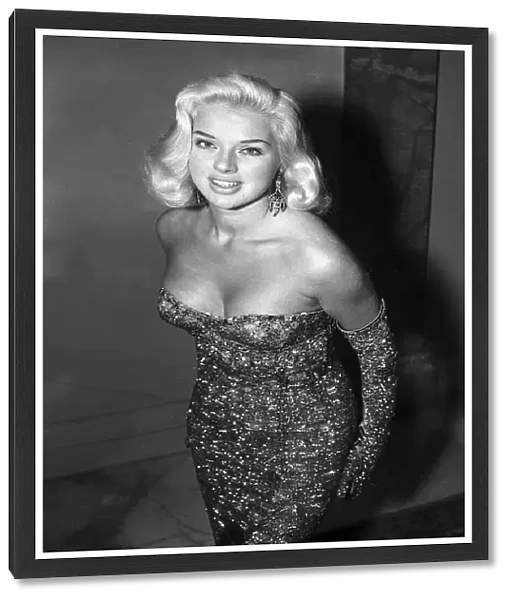 Diana Dors in the dress she wore to the premiere of the film An Alligator Named Daisy at