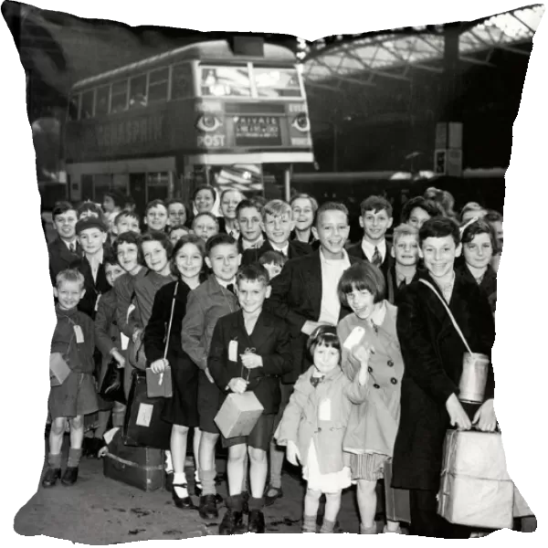Group of children at a London Station ready to leave for the safety of the countryside
