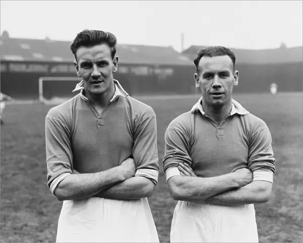Leicester City footballer Don Revie (left) poses with teammate Alex Scott during a
