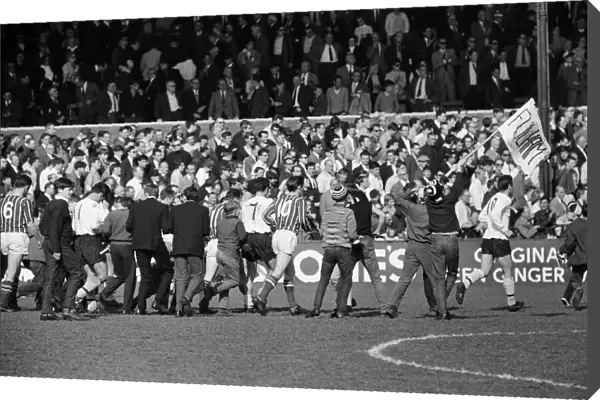 Fulham 1 v. Stoke 1. 1966 League campaign. Fans invade the pitch 2nd