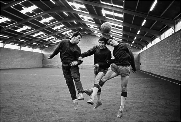 Everton players Fred Pickering, Alex Scott and Derek Temple training at their brand new