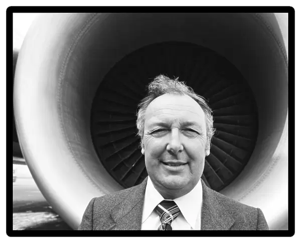Head of Laker Airways Freddie Laker on the runway at Gatwick airport