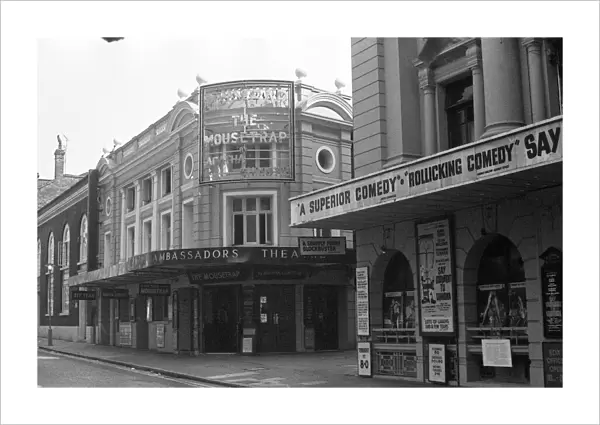 Exterior view of the Ambassadors Theatre in West Street, London Circa 1971