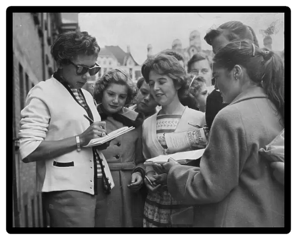 Shirley Bassey signing autographs. 1st September 1957. *PATAGONIA director Marc Evans