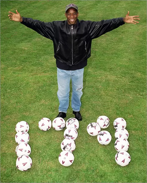Arsenal footballer Ian Wright who is nearing the clubs goal scoring record of 178 goals