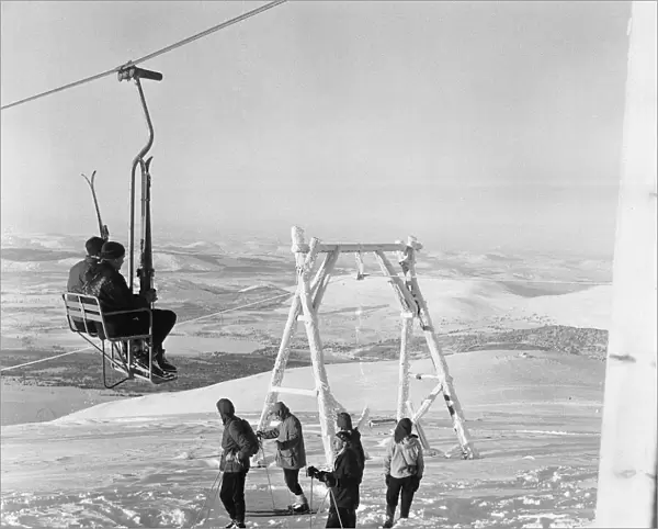 Skiers seen here on the recently opened White Lady chair lift on Cairngorm 3rd January