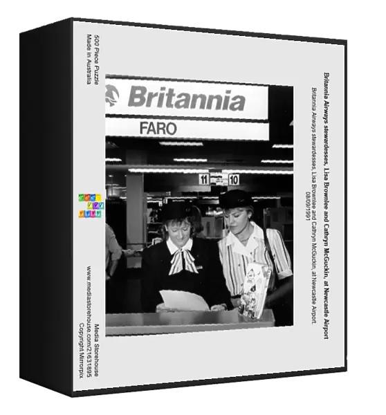 Britannia Airways stewardesses, Lisa Brownlee and Cathryn McGuckin, at Newcastle Airport