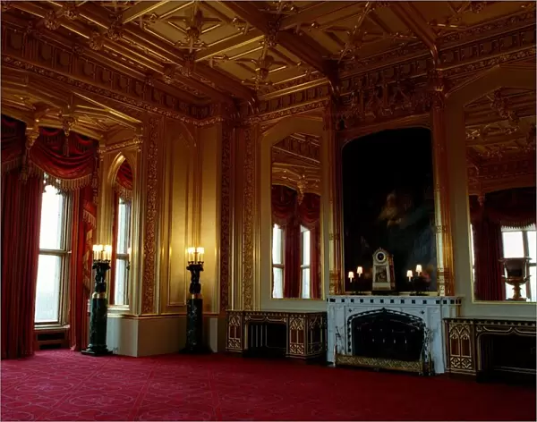 Interior view of Windsor Castle, restored after it was damaged by fire in 1992