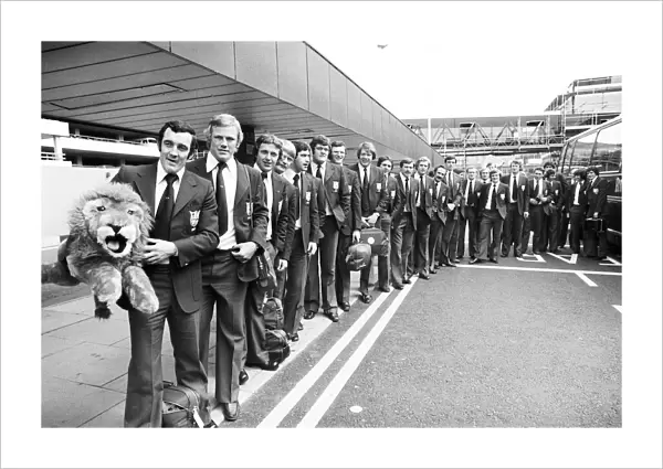 British Lions seen here at Heathrow Airport on their way to New Zealand 10th May 1977
