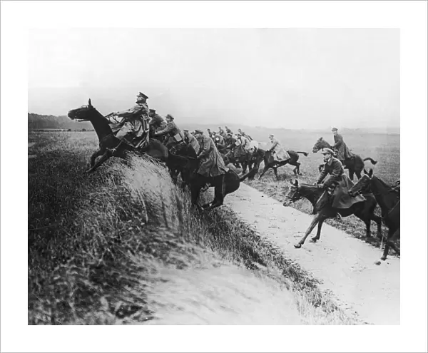 Belgian cavalry seen here in training at the cavalry instruction camp at Campagne 25th