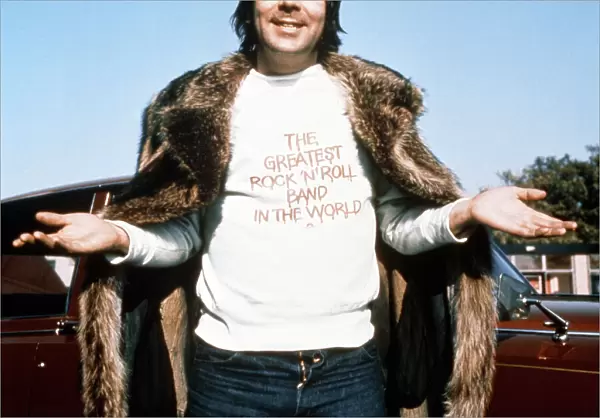 Keith Moon, drummer of rock group The Who, 1975