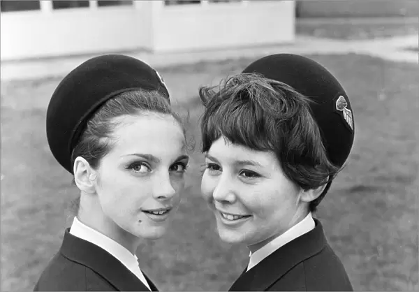 New uniforms for Cambrian Airways stewardesses. Circa 1965