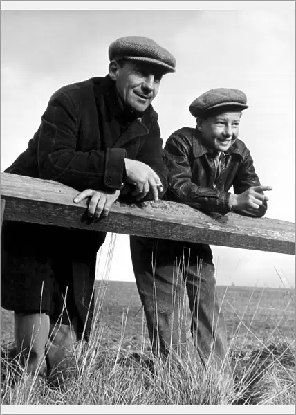 Boy Jockey Lester Piggott at Lambourn Berkshire with his father Keith Piggott