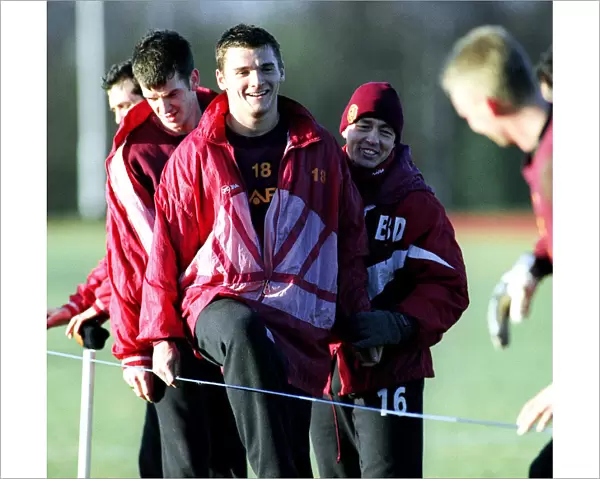 Motherwell footballer Lee McCulloch pictured during a training session watched by Billy