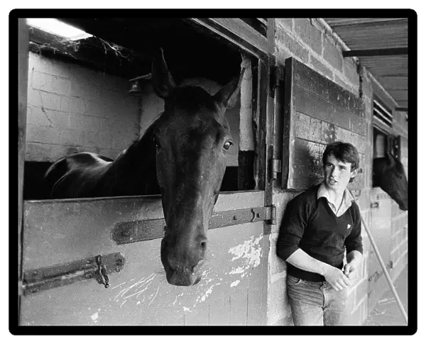 Racehorse Sea Pigeon at Malton stables with owners son Steven Muldoon