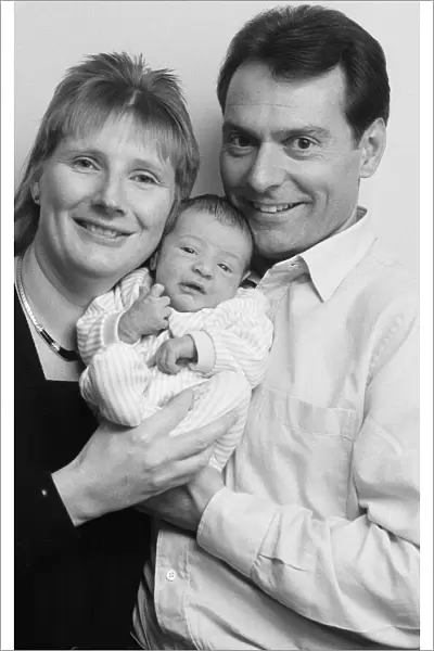 Comic Denny Hodge seen here with his wife Gillian and their baby Louis Michael