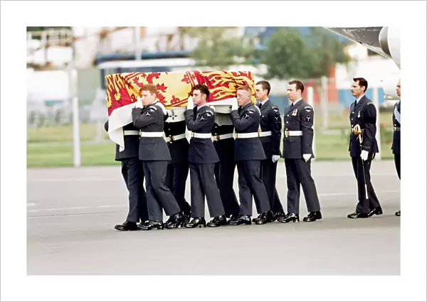 Diana, Princess of Wales Coffin arrives at RAF Northolt, South Ruislip