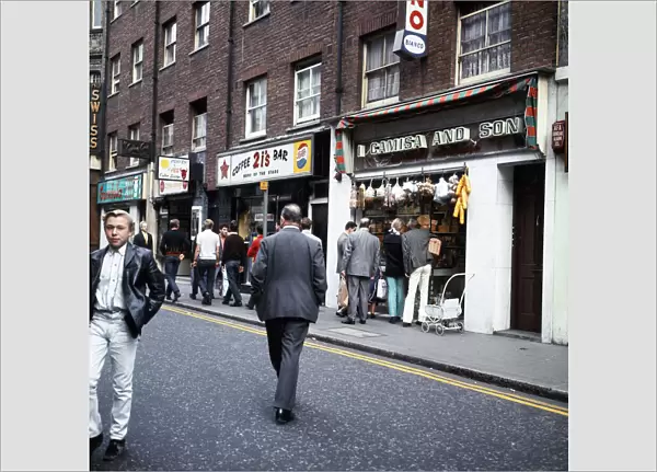 Scenes in Soho, London, 1966. Old Compton Street
