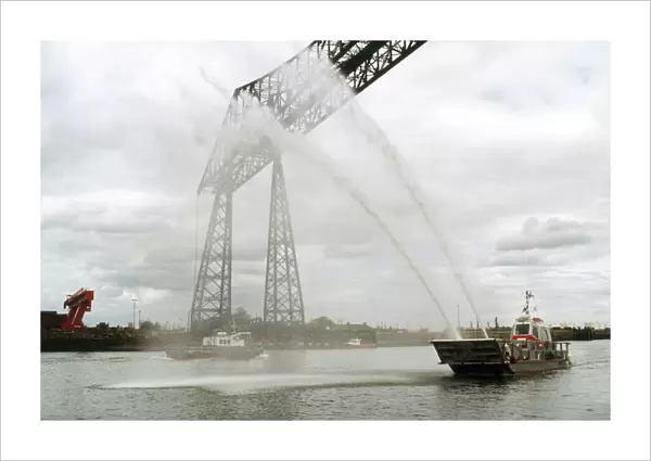The new Middlesbrough fire boat Cleveland Inovation, seen here under the Transporter