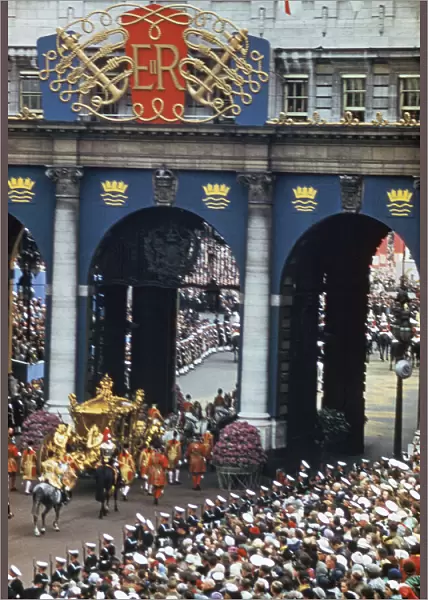 Queen Elizabeth Coronation II, the coach at Admiralty Arch, London, 2nd June 1953