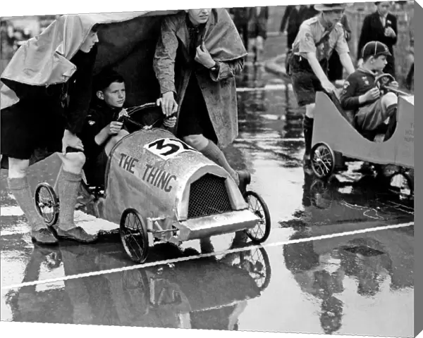 Soap Box Derby. This was held today, in the rain, at Fore Street, City of London