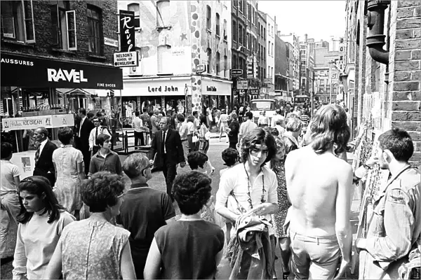 Tourists in Carnaby Street, London, 10th August 1969