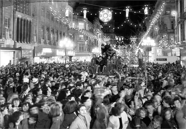 Thousands of People watch the Christmas Lights as they are switched on, Church Street