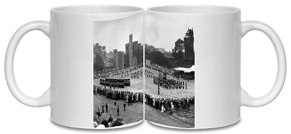Welsh Guards, Trooping of the Colour at Cardiff Castle, Cardiff, Wales, 27th April 1957