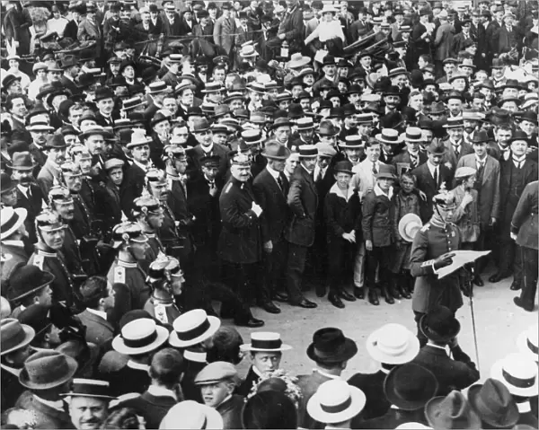 The scene in central Berlin as a representative of the Kaisers reads out the declaration