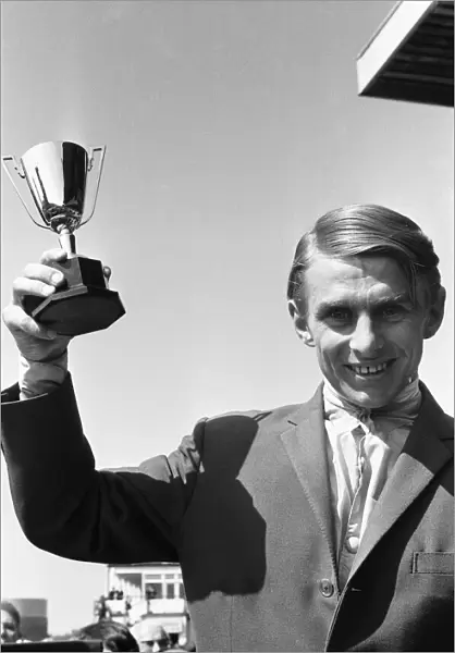 Willie Carson Song of the Sea jockey winner of the 1971 Andy Capp Handicap seen here with