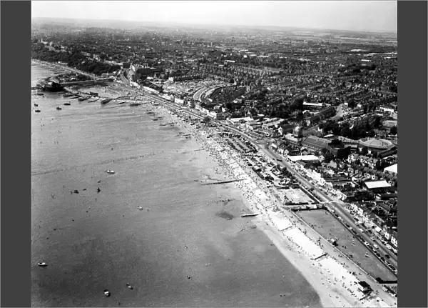 Aerial scenes of Southend Beach, Southend-on-Sea, Essex. 6th June 1960