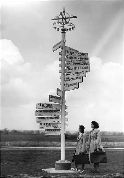 This signpost at Birmingham Airport will show visitors to the British Industries Fair